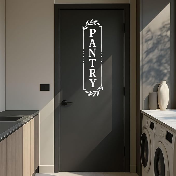 Pantry Door Lettering Vinyl Decal: White 7 x 26 Inch Vertical Design | Tall PANTRY Lettering Adds A Distinct Farmhouse Accent To Smooth Dark-Colored Doors - Image 9