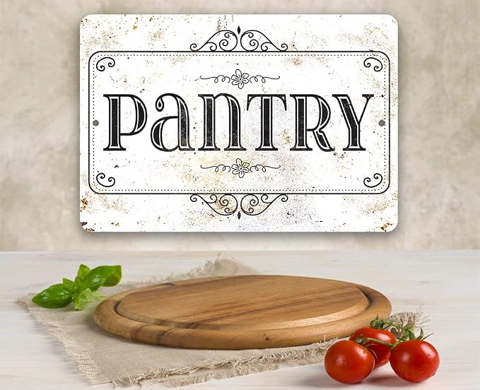 Pantry Metal Sign - Classic Farmhouse Kitchen and Dining Decor, Country Home Pantry Decoration and Great Housewarming Gift, 8x12 Use Indoors or Outdoors Durable Rustic White Metal Sign - Image 3