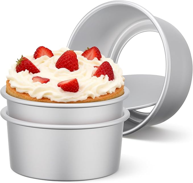 Beasea 6 Inch Cake Pans Set, 3 Pack Aluminum Alloy Round Cheesecake Pan with Removable Bottom, Small Cake Tin Mold for Baking Oven Bakeware by Beasea
