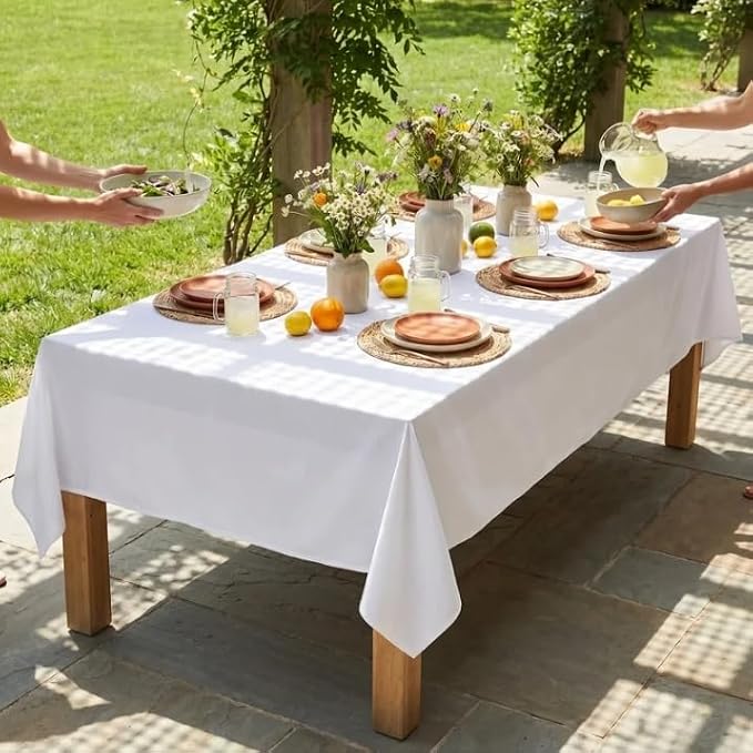 Urban Villa Tablecloth Cotton Tabletop 60x102 (8-10 Seats) White - Image 9
