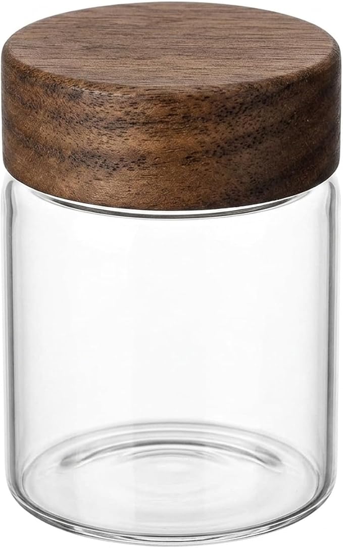 Clear Glass Storage Jar with Acacia Wood Lid - Kitchen Canister for Pantry Organization, Countertop Display, and Dry Food Storage by Unknown