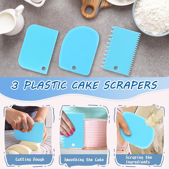 Dessert Decorating Syringe Set,Frosting Piping Kit Stainless Steels Cake Decorating Kit with 6 Icing Piping Tips 3 Cream Scraper for Frosting Cream to Make Cupcakes