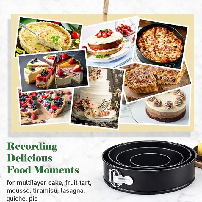 10 Inch Springform Pan with 50 Pcs Parchment Paper Cheesecake Baking Mold | Nonstick Round Tin Leakproof Removable Bottom Bakeware for Cake Pie Pizza and Quiches Carbon Steel and Non-stick Coating - Image 7