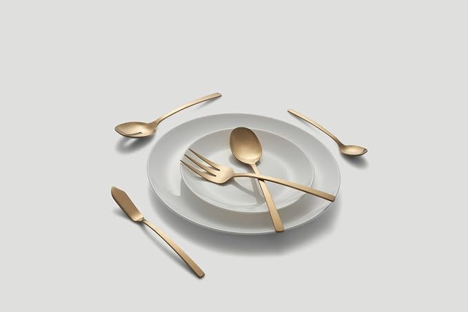 Cambridge Silverware Set, Beacon Gold Satin 45-Piece Flatware Set, Service For 8, 18/0 Stainless Steel, Dishwasher Safe, Flatware Cutlery Sets, Utensils, Knives Spoons And Forks (Gold, 45 Pieces) - Image 7