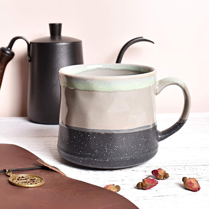 Bosmarlin Large Ceramic Coffee Mug, Big Tea Cup, 7 Colors to Choose, 21 Oz, Dishwasher and Microwave Safe, 1 PCS… (Grey) - Image 4