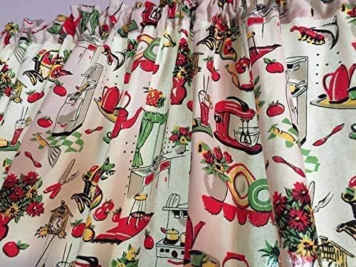Vintage Kitchen Valance Topper Window Curtain Treatment 42W x 14L, 100% Cotton, Rod Pocket - Image 5