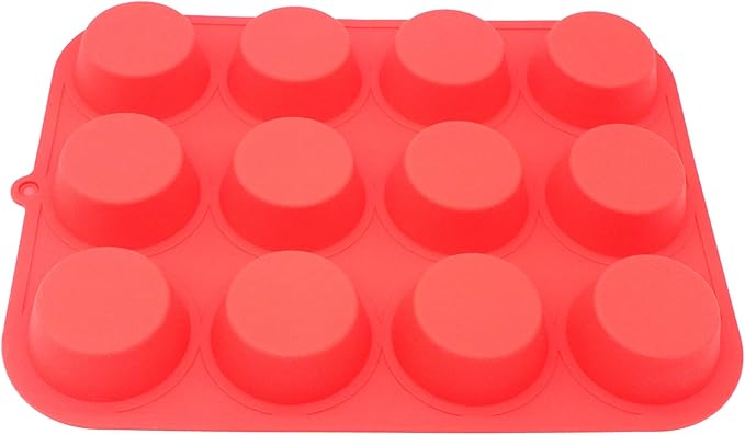 X-Haibei Round Circle Silicone Mold for Cupcakes, Muffins, Soap, Wax Tarts - 12-Cavity Baking Pan for Perfectly Shaped Treats & DIY Crafts