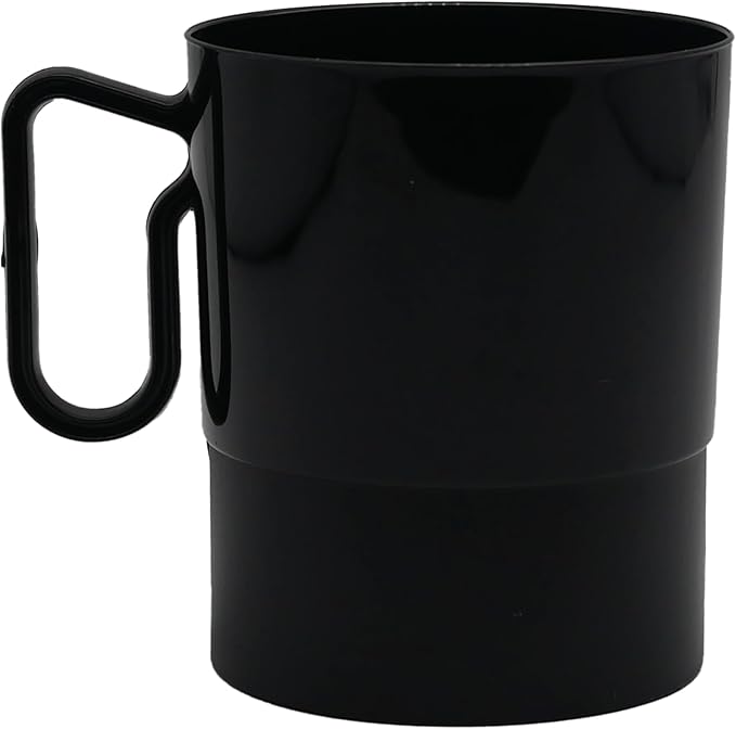 Party Essentials 8-Ounce Hard Plastic Coffee Cup/Tea Mug with Handle, 20-Count, Bistro Black by PartyEssentials