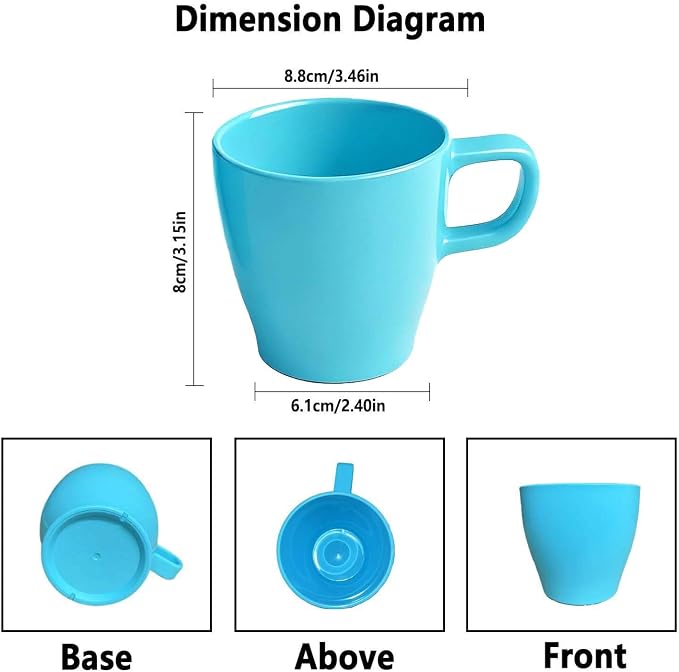 10 oz Coffee Cups Eco-Friendly, Shatter-Resistant Mug with Hanging Ears | Thickened Porcelain-Like Material | Suitable for Both Commercial and Home use(6-pack)(Blue) - Image 2