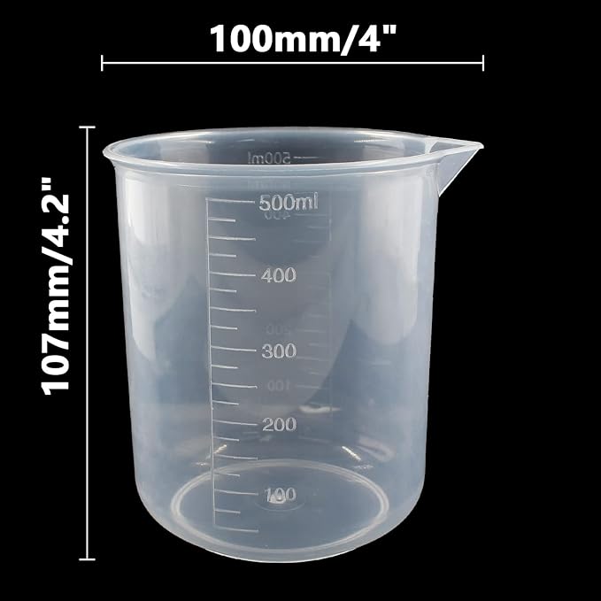 Waziaqoc 500ml/17.1oz Plastic Graduated Beaker (1 Pack), Transparent PP Measuring Cup Mixing Cup for Kitchen Lab
