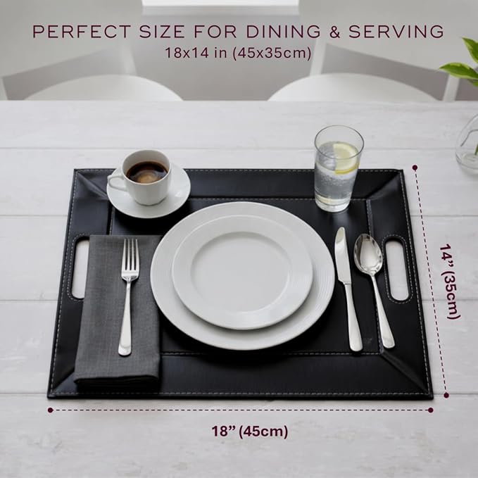 2-in-1 Serving Tray & Placemat | Faux Leather & Reversible | Lays Flat as a Placemat or Folds into an Ottoman Food Tray, Easy to Clean - Image 7