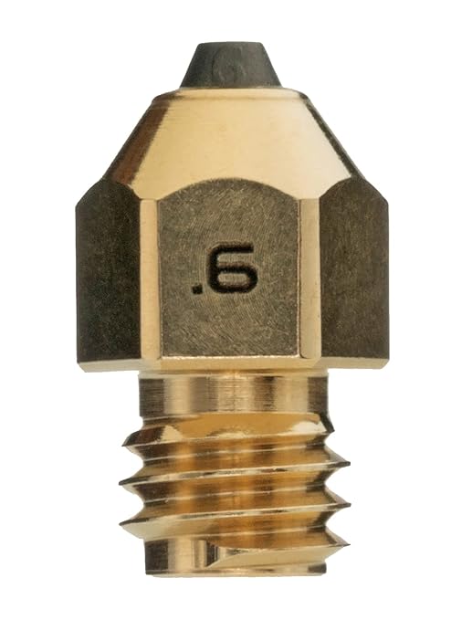 Diamondback Nozzles – MK8 Compatible – Polycrystalline Solid Diamond Tip 3D Printer Nozzles, Improved Extrusion, Any Filament, Long Life, Wear Resistant, Layer Adhesion, USA Made (0.6mm)