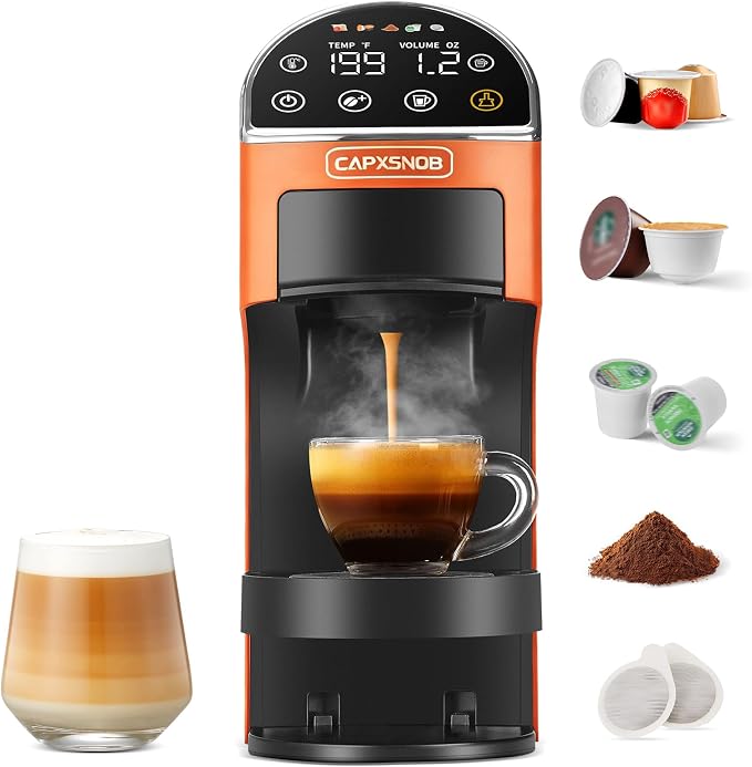Magician2 Multi-Pod Coffee Maker & Espresso Machine for Home/Office & Dorms | Fits K Cup/Nespresso/Dolce Gusto/ESE Pods/Ground, Touchscreen & Pods Recognition, Adjustable Temp/Volume, Strong/Bold, 20 Bar by CAPXSNOB