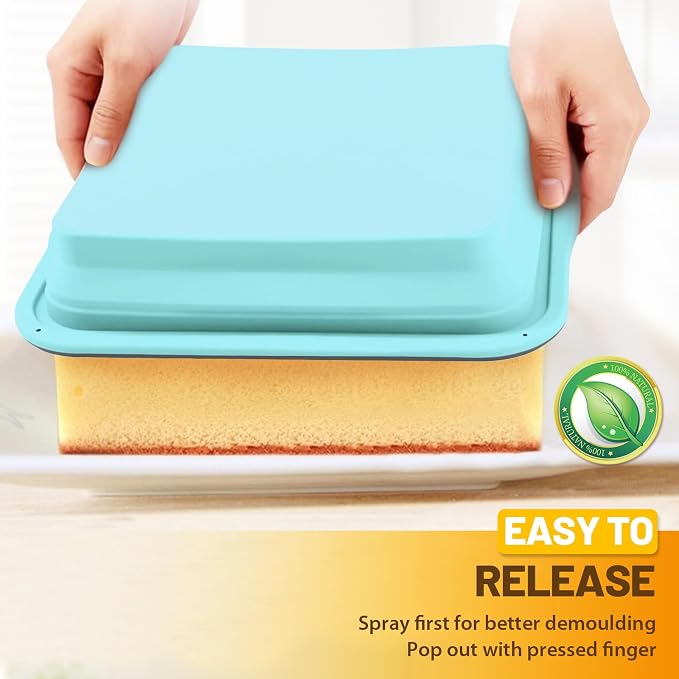 7x7 Silicone Square Cake Pan with Metal Reinforced Edge, Nonstick Brownie Baking Pan, BPA Free, Oven Safe Flexible Silicone Mold, Suitable for Making Cakes, Brownies, Bread, Pie, Lasagna - Image 5