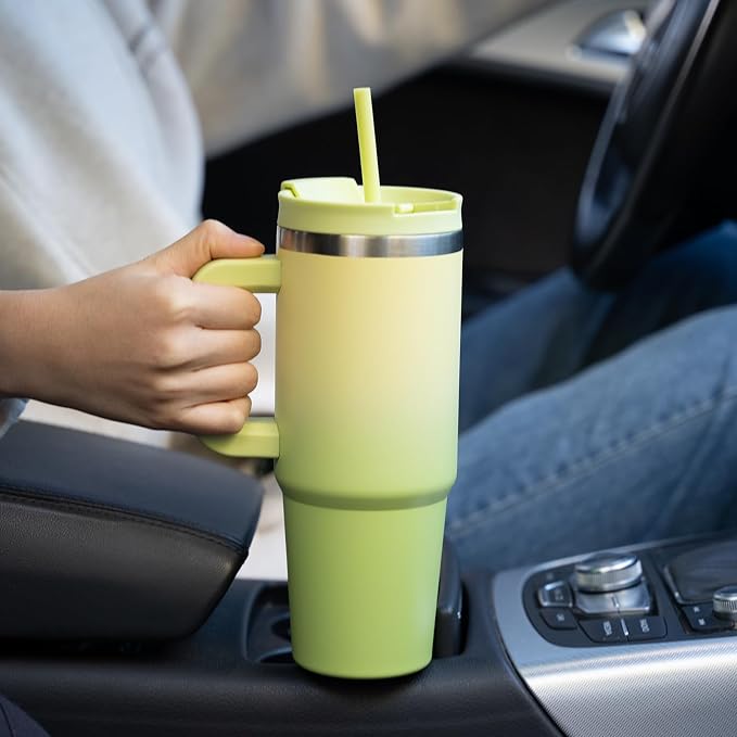 BJPKPK 40 oz Insulated Tumbler with Handle & Straw, Stainless Steel | Double Wall Vacuum Insulation, Leak Proof, BPA Free, Dishwasher Safe, Cupholder Friendly, Travel & Outdoor, Sky - Image 6