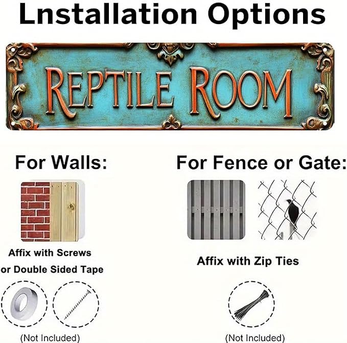 Kexle Vintage Metal Wall Decor Sign 'REPTILE ROOM' Bar Signs 4 x 16 inches - Image 5