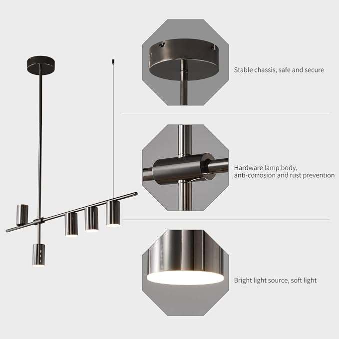 Siittoo 39" Modern LED Pendant Light, Dimmable Black Kitchen Island Light | 35W Adjustable LED Pendant with Remote, 3000K-6000K Dimming for Kitchen Island, Dining Room & Office - Image 7