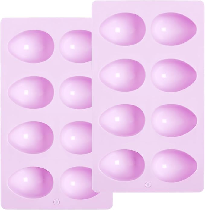 2 Pack Silicone Egg Molds 8 Cavity Easter Silicone Candy Mold 3D Egg-Shaped Silicone Baking Mold for Chocolate, Jello, Mini Cakes, DIY Desserts, Candy, Ice, Pudding, Baking (2, Purple) by Unknown