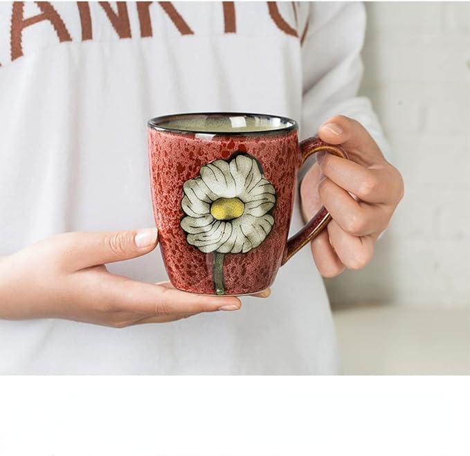 Ceramics 12oz Coffee mugs,Coffee cups,Tea mugs,Kiln Glazing Process,Microwave and Dishwasher Safe, Perfect For Tea, Espresso, Latte - Porcelain Mugs for Kitchen or Cafe (Red+Blue+Green+Pink) - Image 6