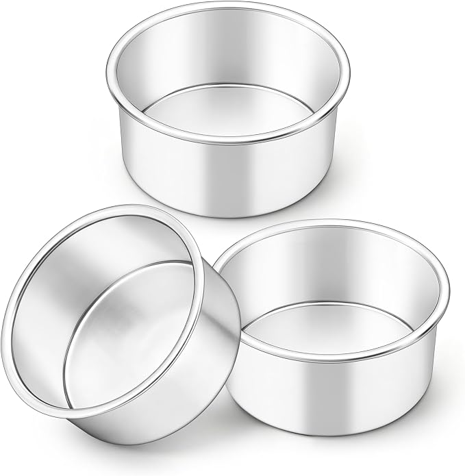 LIANYU 4 Inch Cake Pan Set of 3, Stainless Steel Mini Round Baking Pans | Non Toxic Small Metal Bakeware Tins, Leak-proof, Dishwasher Safe, Ideal for Birthday Wedding Christmas Party by LIANYU