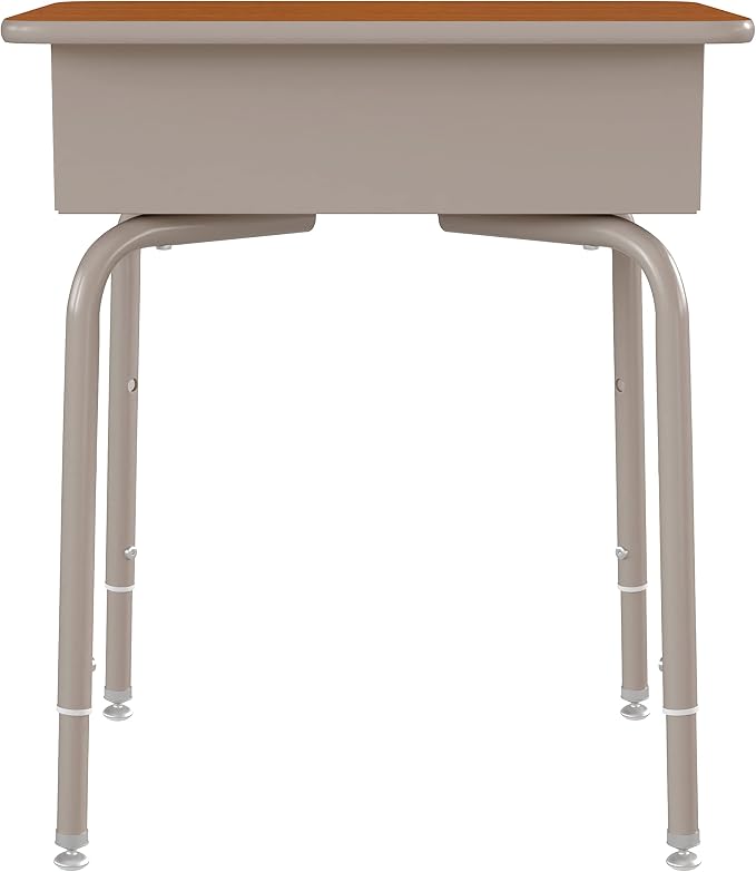 Flash Furniture Billie Student Desk - Walnut Open Front School Desk - Silver Metal Frame - 24"W x 18"D Adjustable Height, Durable for School or Remote Learning - Image 5