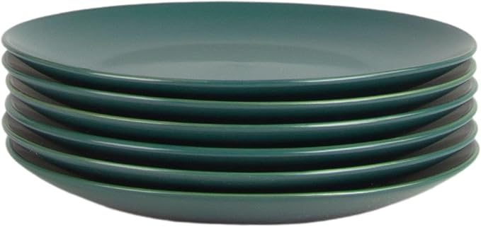 10 Strawberry Street Wazee Matte 8.25" Coupe Salad Plate, Set of 6, Emerald Green - Image 3