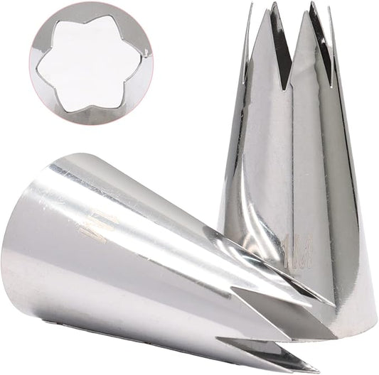 1M Piping Tips Set for Cake Decorating - 5 Piece Stainless Steel Star Nozzles for Buttercream, Icing, Cupcakes & Cookies