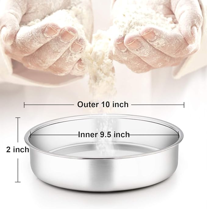 TeamFar 9½ Inch Cake Pan, 3 Pcs Stainless Steel Round Tier Cake Pans Set | for Baking Steaming Serving, Perfect for Birthday Wedding Celebrations, Healthy & Sturdy, Mirror Finish & Dishwasher Safe - Image 6