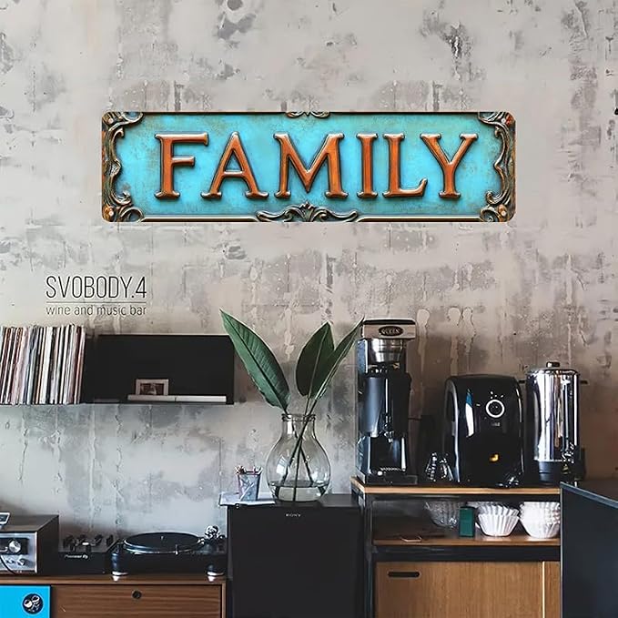 Bar Sign Bar Gifts Vintage Metal Wall Decor Sign "FAMILY" Street Sign Funny Man Cave Decor Accessories for Home, Bar, Bathroom, Bedroom Unique Retro Tin Signs for Outdoor 4 X 16 inches - Image 3