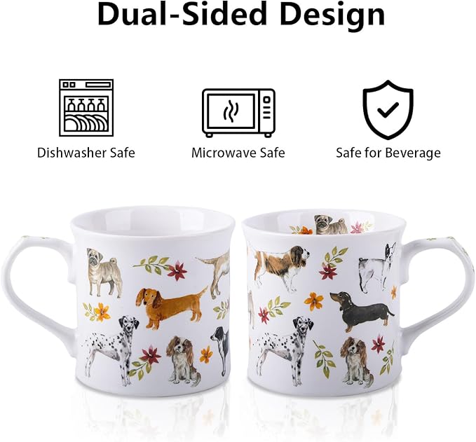 Cute Dog Coffee Mug, 12 oz Premium New Bone China Tankard Coffee Tea Mug, Holiday and Birthday Gift for Women, Dog Lovers, Dog Moms and Best Friends, Designed in England by Harvest Green Studio - Image 5