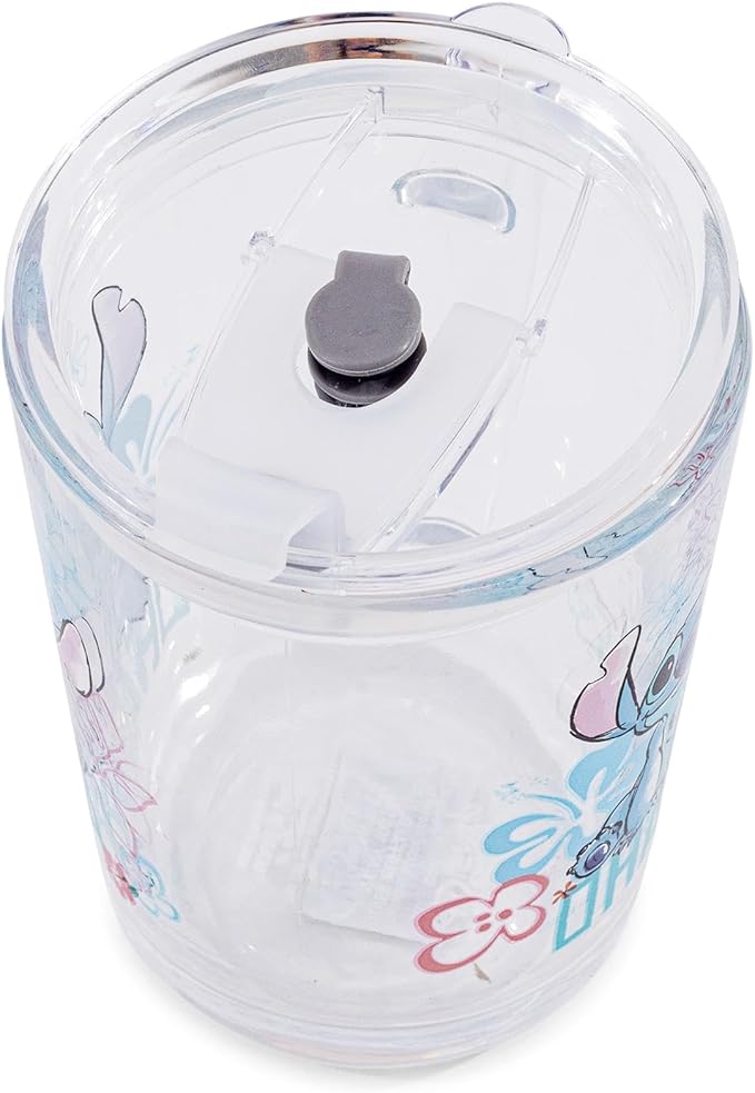 Disney Lilo & Stitch Ohana Glass Mug With Lid | Holds 14 Ounces