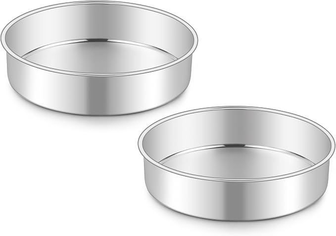 Homikit Round Cake Pan Set of 2, 8 Inch Stainless Steel Baking Layer Cake Pans, 2” Non Toxic Healthy Deep Nonstick Cake Tins, Leak-proof & Easy Releasing, Oven & Dishwasher Safe by Homikit