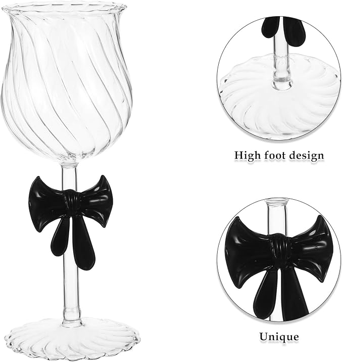 Elegant Vintage 300ml Wine Glasses with Bow Accent Stemware for Valentine's Day Dinner and Special Occasions, Decorative Glassware to Preserve Wine Temperature and Create Romantic - Image 3