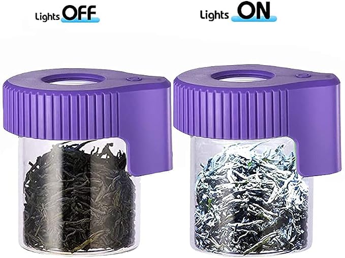 Led Transparent Glass Seal Storage Jar, Light-Up Magnifying Ornamental Glass Bottle（Purple） - Image 2