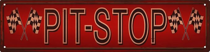 WSUPBPR Pit Stop Metal Sign 4x16in Automotive Plaque for Garage Wall Decor Racing Gift by WSUPBPR