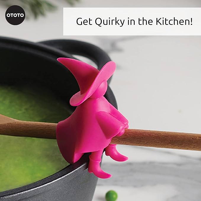 OTOTO Agatha Spoon Holder - Goth Cute Spoon Rest for Stove Top, Gothic, Spooky Cooking Gifts, Witchy Gifts, Cool Kitchen Gadgets, Halloween Gifts (Pink) - Image 6
