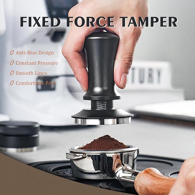 51mm Calibrated Spring-Loaded Espresso Tamper – 30lb Palm Tamper with Flat Stainless Steel Base – Precision Portafilter Tool for Home Espresso Machines