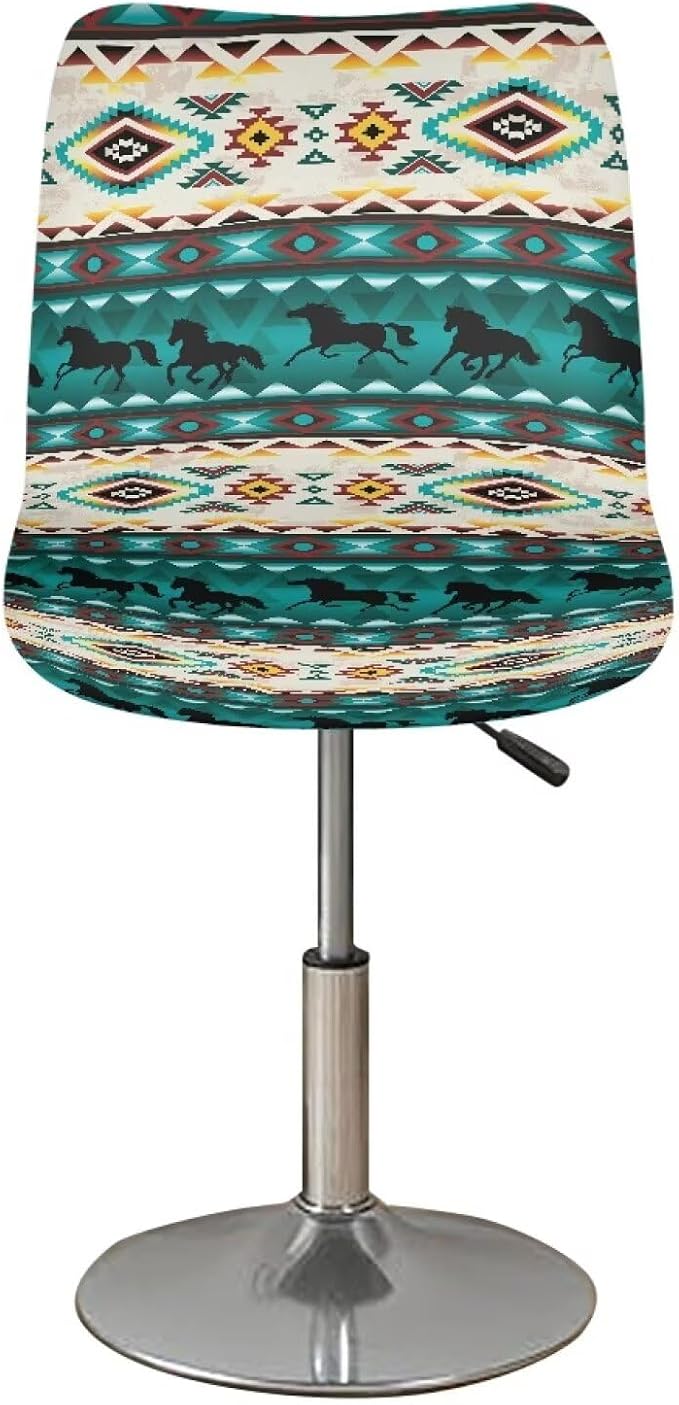 Aztec Horse Bar Stool Seat Covers, Set of 2 Barstool Slipcovers Counter Stool Chair Covers Dustproof Seat Protector Bar Seat Cover - Image 2