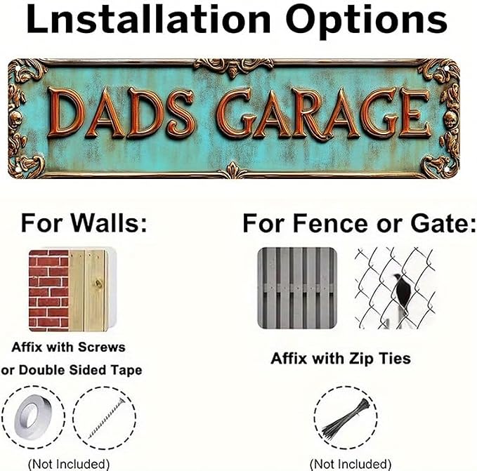 Bar Sign Bar Gifts Vintage Metal Wall Decor Sign"DADS GARAGE" Street Sign Funny Man Cave Decor Accessories for Home, Bar, Bathroom, Bedroom Unique Retro Tin Signs for Outdoor 4 X 16 inches - Image 5
