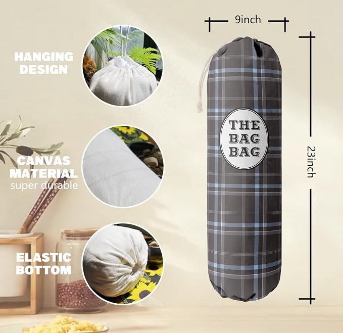Classic Buffalo Check Plaid Grocery Bags Holder Organizer, Wall Mount Plastic Bags Storage Container Dispenser, Kitchen Housewarming Gift For Women, Family, Friends, Grandma, Mom (A-21) - Image 3