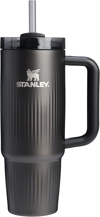 STANLEY Quencher H2.0 Tumbler with Handle and Straw 30 oz | Flowstate 3-Position Lid | Cup Holder Compatible for Travel | Insulated Stainless Steel Cup | BPA-Free | Fluted Black by Unknown