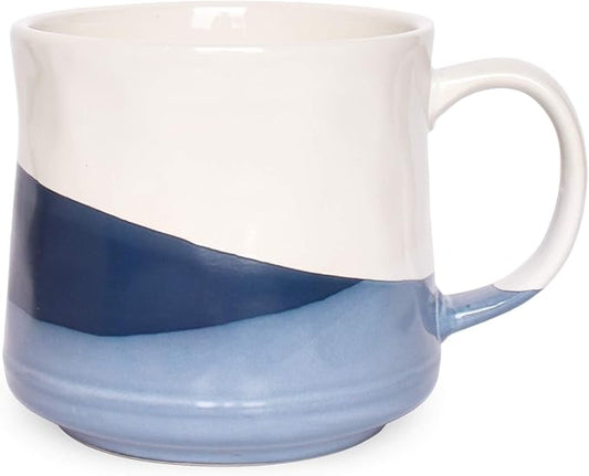 Bosmarlin Large Stoneware Coffee Mug, Big Tea Cup for Office and Home, 21 Oz, Dishwasher and Microwave Safe, 1 PCS (Geometry-Blue) by Bosmarlin