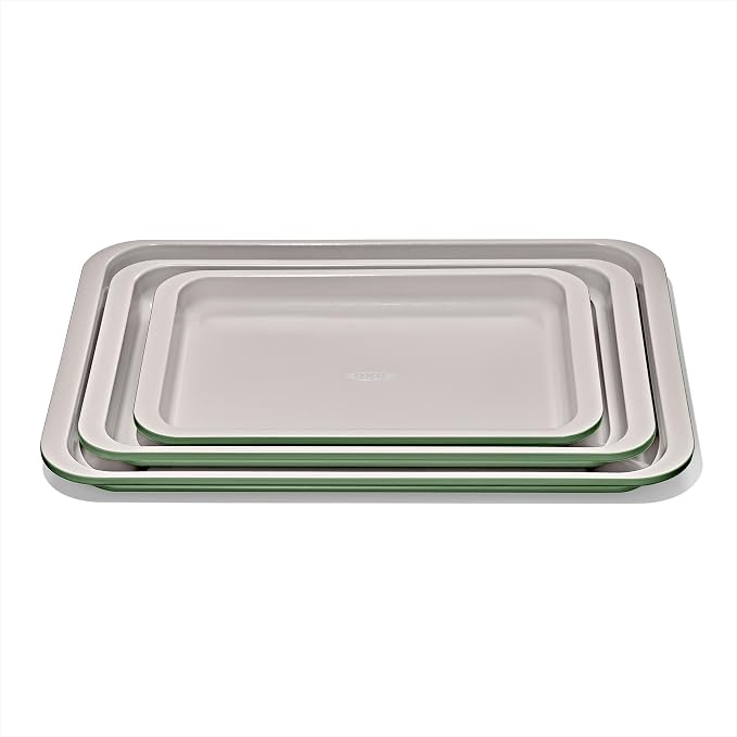 OXO Good Grips Non-Stick Pro Ceramic Coated Metal Bakeware 3-Piece Sheet Pan Set — Basil, Baking Sheet Set for Cookies, Cakes and Meats by Unknown