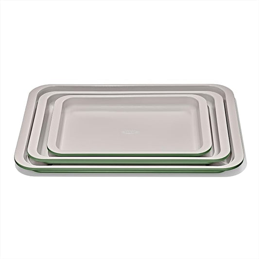 OXO Good Grips Non-Stick Pro Ceramic Coated Metal Bakeware 3-Piece Sheet Pan Set — Basil, Baking Sheet Set for Cookies, Cakes and Meats by Unknown