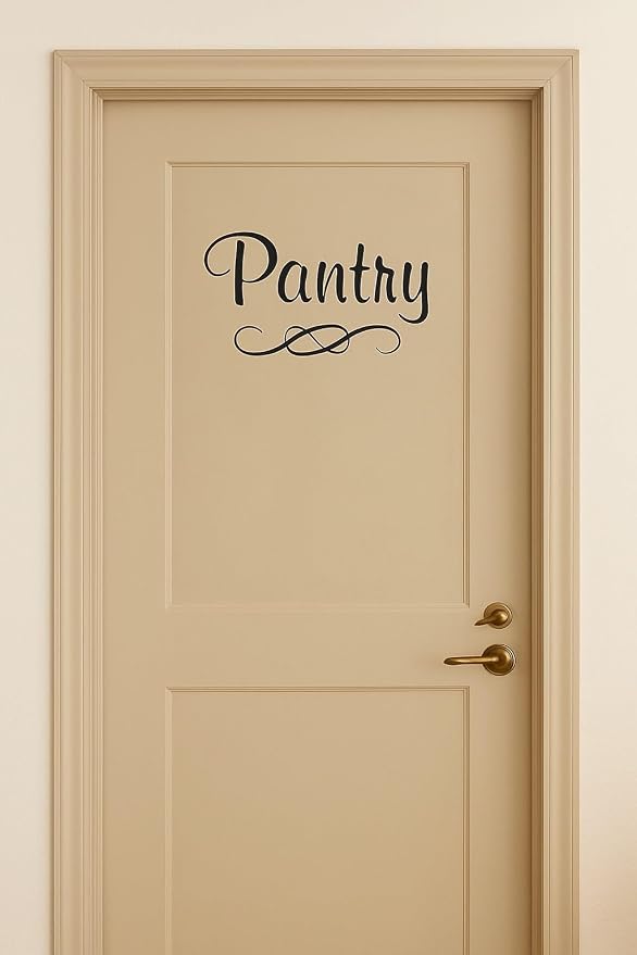 Pantry Decal with Single Swirl - Vinyl Art Wall Decal for The Home or Kitchen Pantry - 8" W X 4.5" H (Black) - Image 2