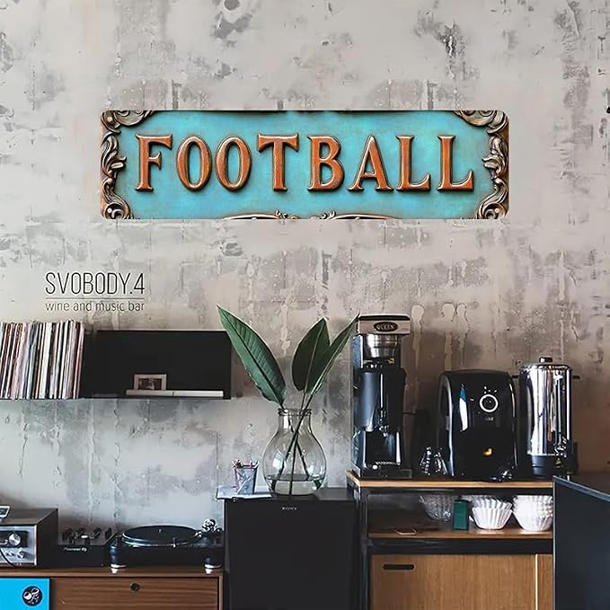 Kexle Vintage Metal Wall Decor Sign 'FOOTBALL' Bar Signs 4 x 16 inches, Tin Material, Wall Mount, Style: Vintage, Color: STYLE-A-011 - Image 3