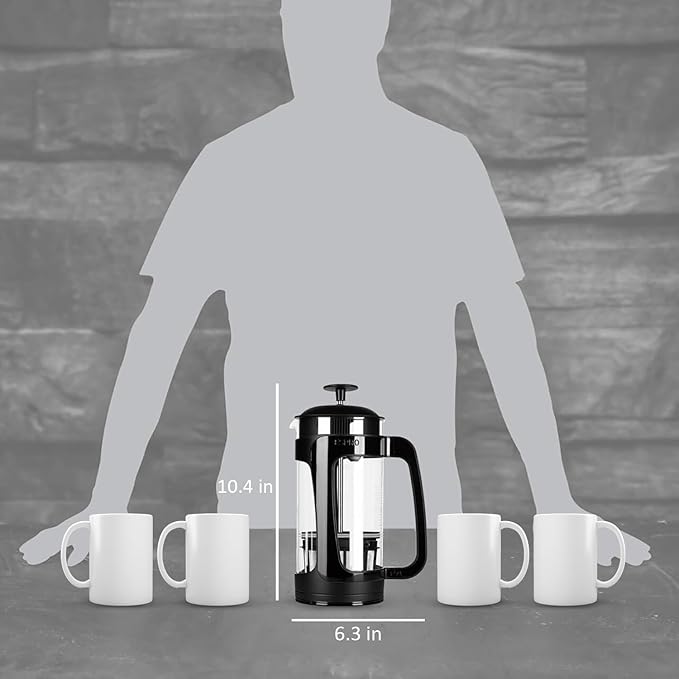 ESPRO P3 French Press Coffee Maker – Patented Double Micro-Filter for Grit-Free Brew, Heat Resistant thicker Borosilicate Glass Coffee press – (32 oz)