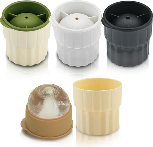 Kyraton Ice Molds Set 4 Pack, 2inch Plastics Round Ice Cube Mold, Ice Ball Maker Mold, Stackable Puck Maker, Easy Release, Mixing Colours