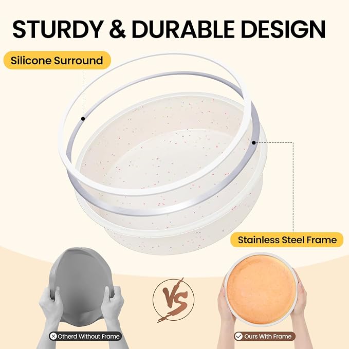 Vinino 6/8/10 Inch Cake Pan Set, 3 Pack Silicone Mold with Steel Frame | 3 Sizes for Versatile Baking, Perfect for Layer Cakes, Cheesecakes & Desserts, Easy Release Design - Image 2