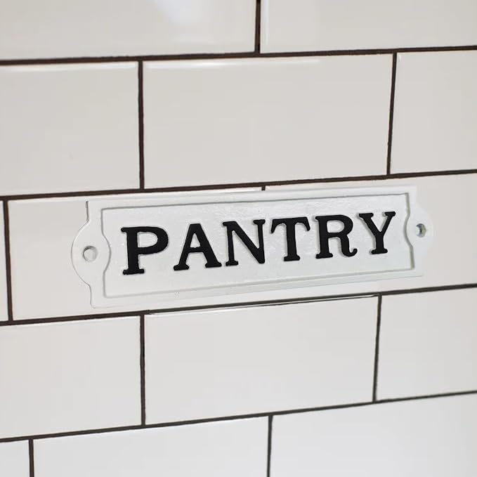 Farmhouse Decor Metal Pantry Signs - Cast Iron Door Room Plaques with "Pantry" - Image 3